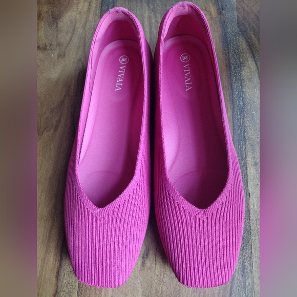 Vivaia Bright Pink Margot Square Toe Ballet Flats Size 39.5 (8.5) - Picture 4 of 9